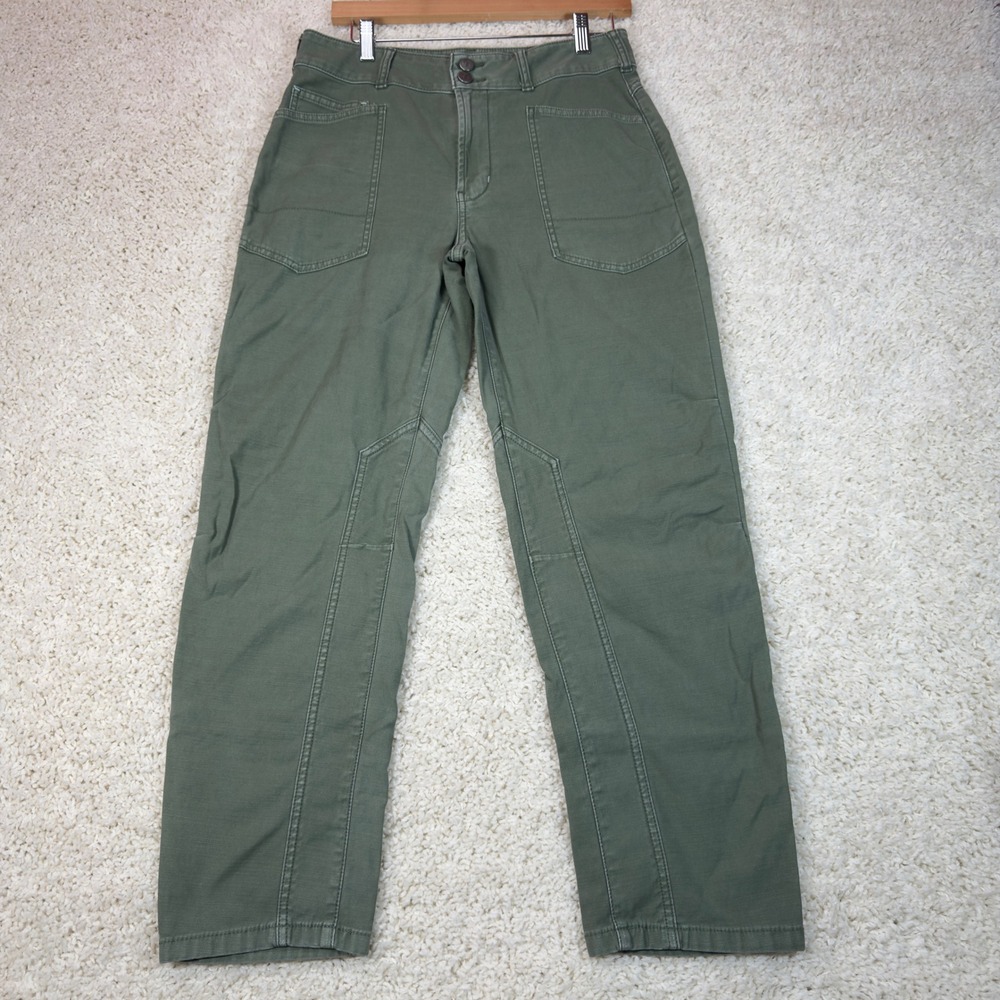 Pilcro Utility Pants Womens 28 Green Cotton Cargo Straight Leg Anthropologie